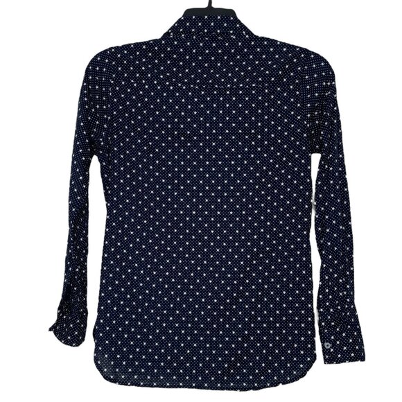 Gap Womens Boyfriend Fit Shirt Size Small Stars Pattern Long Sleeves Navy Blue - Picture 3 of 6